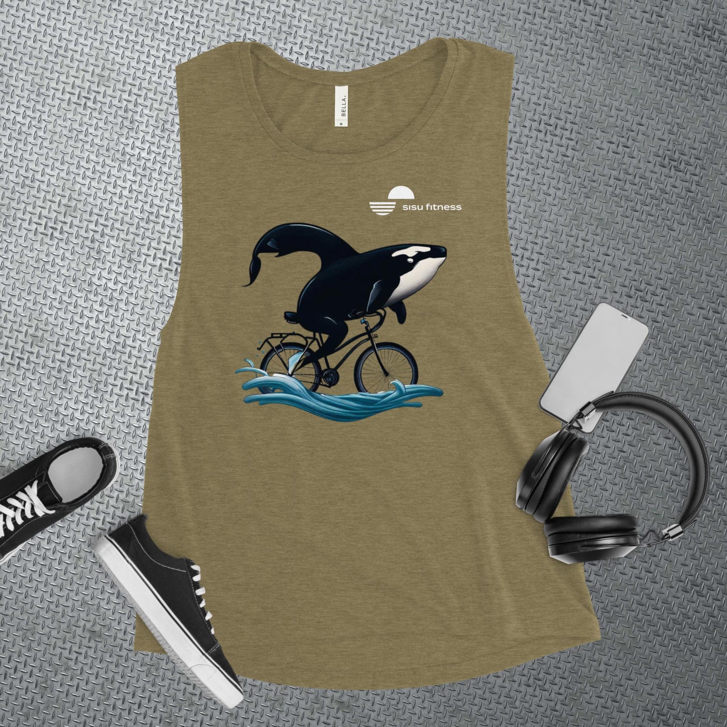 Sisu Orca Riding a Bike Muscle Tank