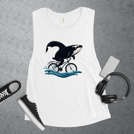 Sisu Orca Riding a Bike Muscle Tank